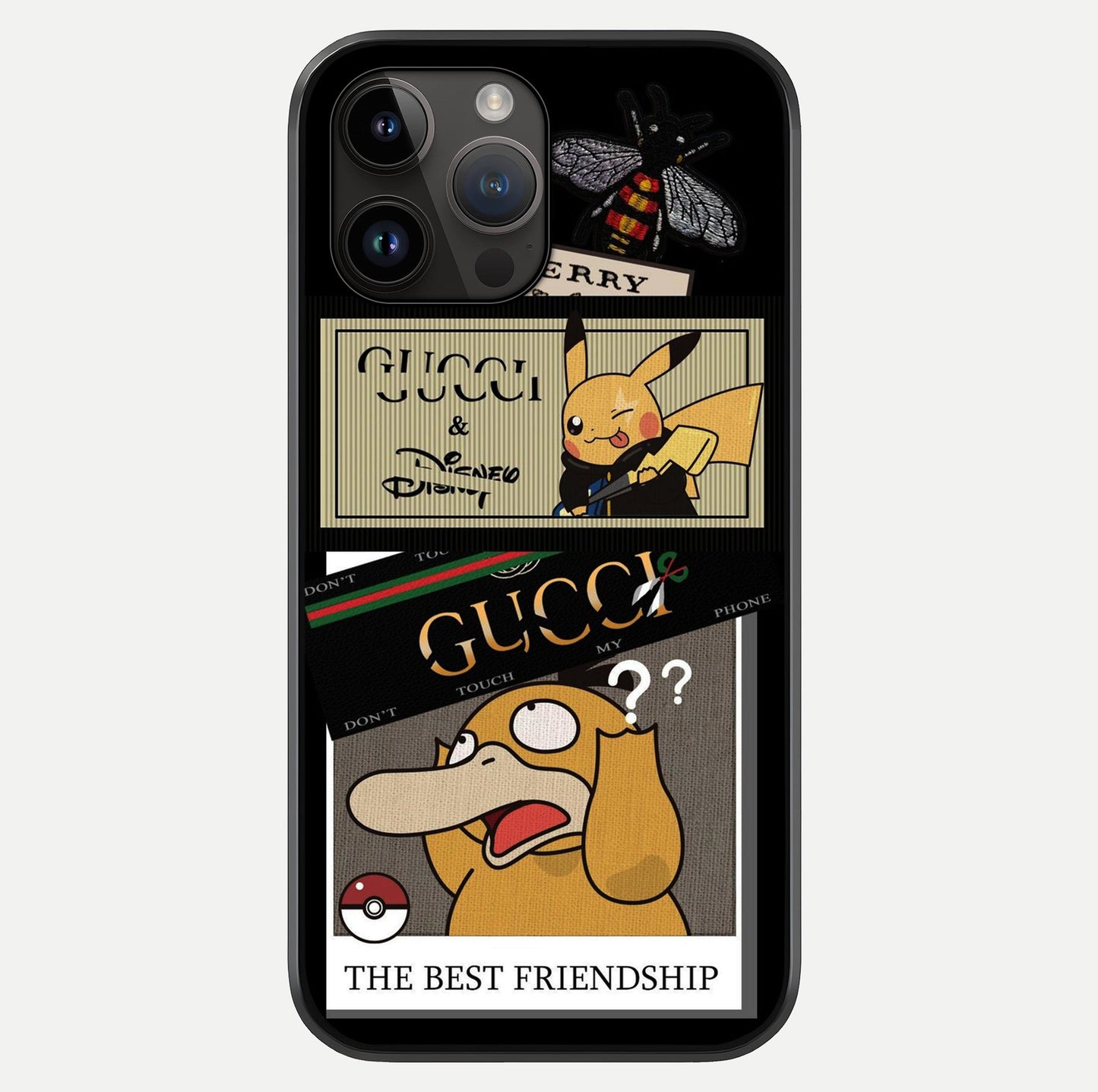 Gucci Play Mashup Glass Case showing full back design in clean flat view with glossy glass finish.