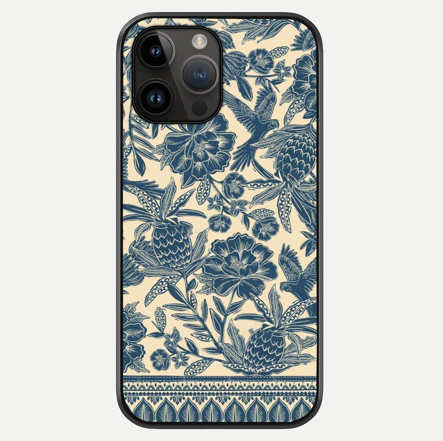 Heirloom Wild Bloom Glass Case showing full back design in clean flat view with glossy glass finish.