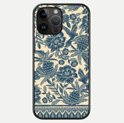 Heirloom Wild Bloom Glass Case showing full back design in clean flat view with glossy glass finish.