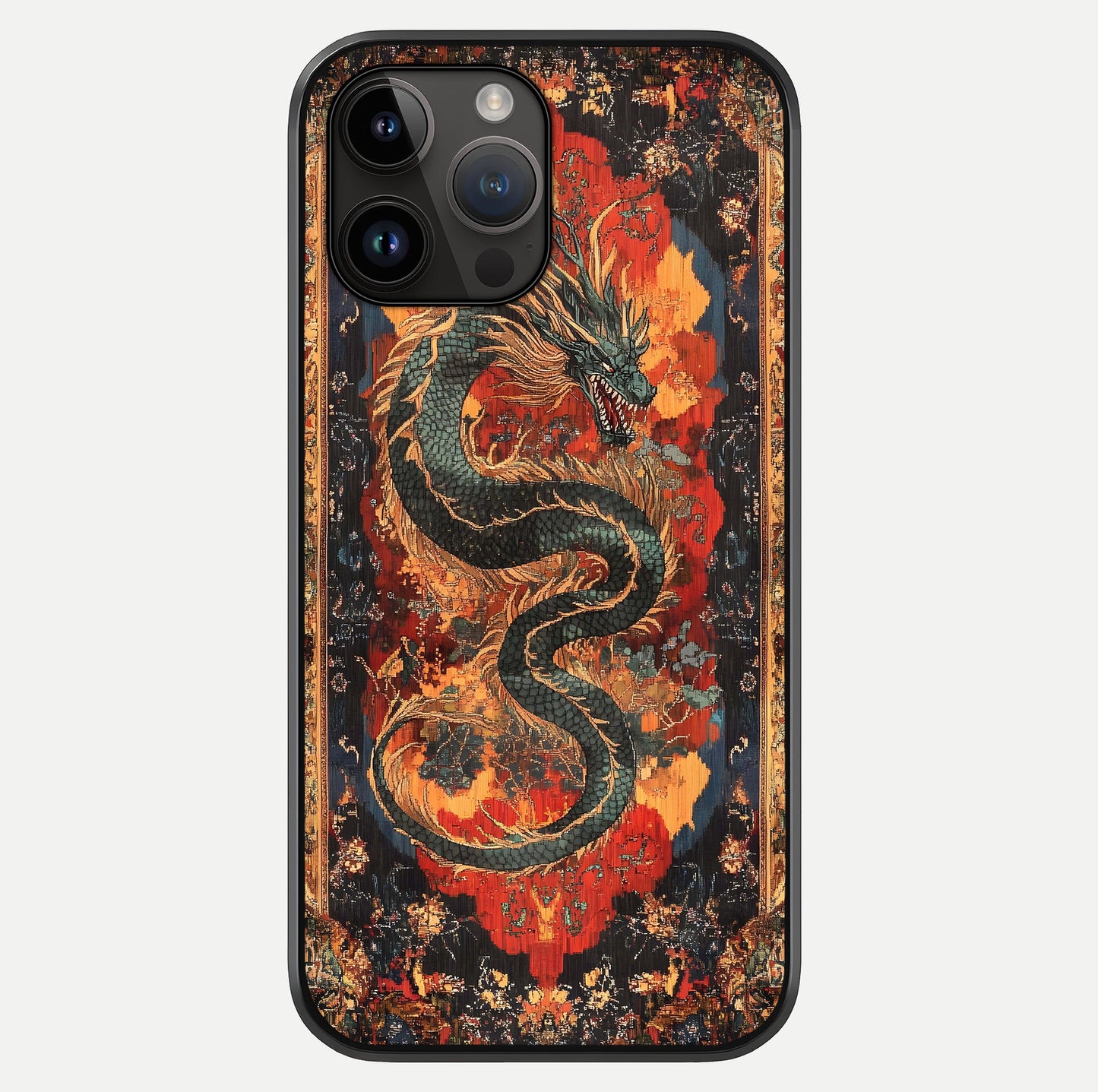 Inferno Dragon Soul Glass Case showing full back design in clean flat view with glossy glass finish.