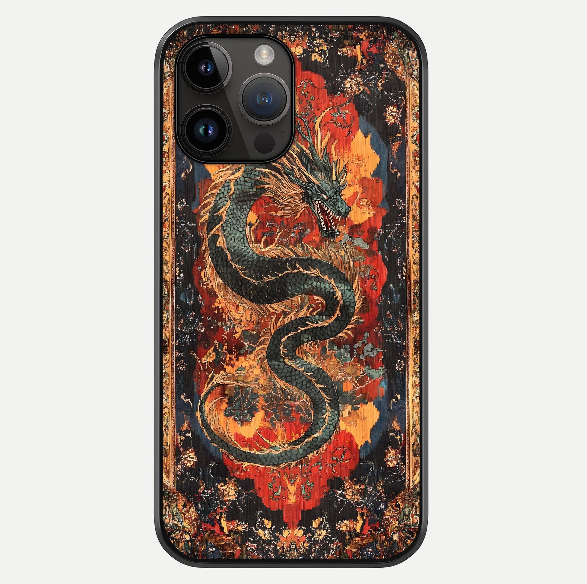 Inferno Dragon Soul Glass Case showing full back design in clean flat view with glossy glass finish.