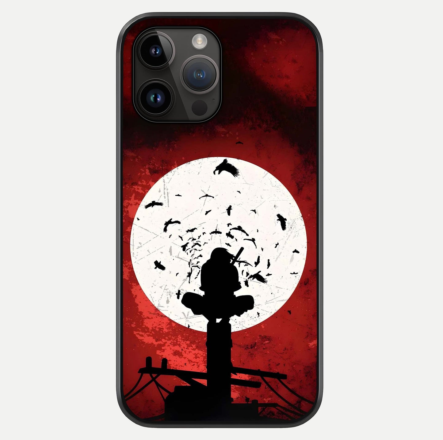 Itachi Limited Edition Naruto Anime Glass Case showing full back design in clean flat view with glossy glass finish.