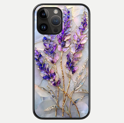 Lavender Dream Glow Glass Case showing full back design in clean flat view with glossy glass finish.