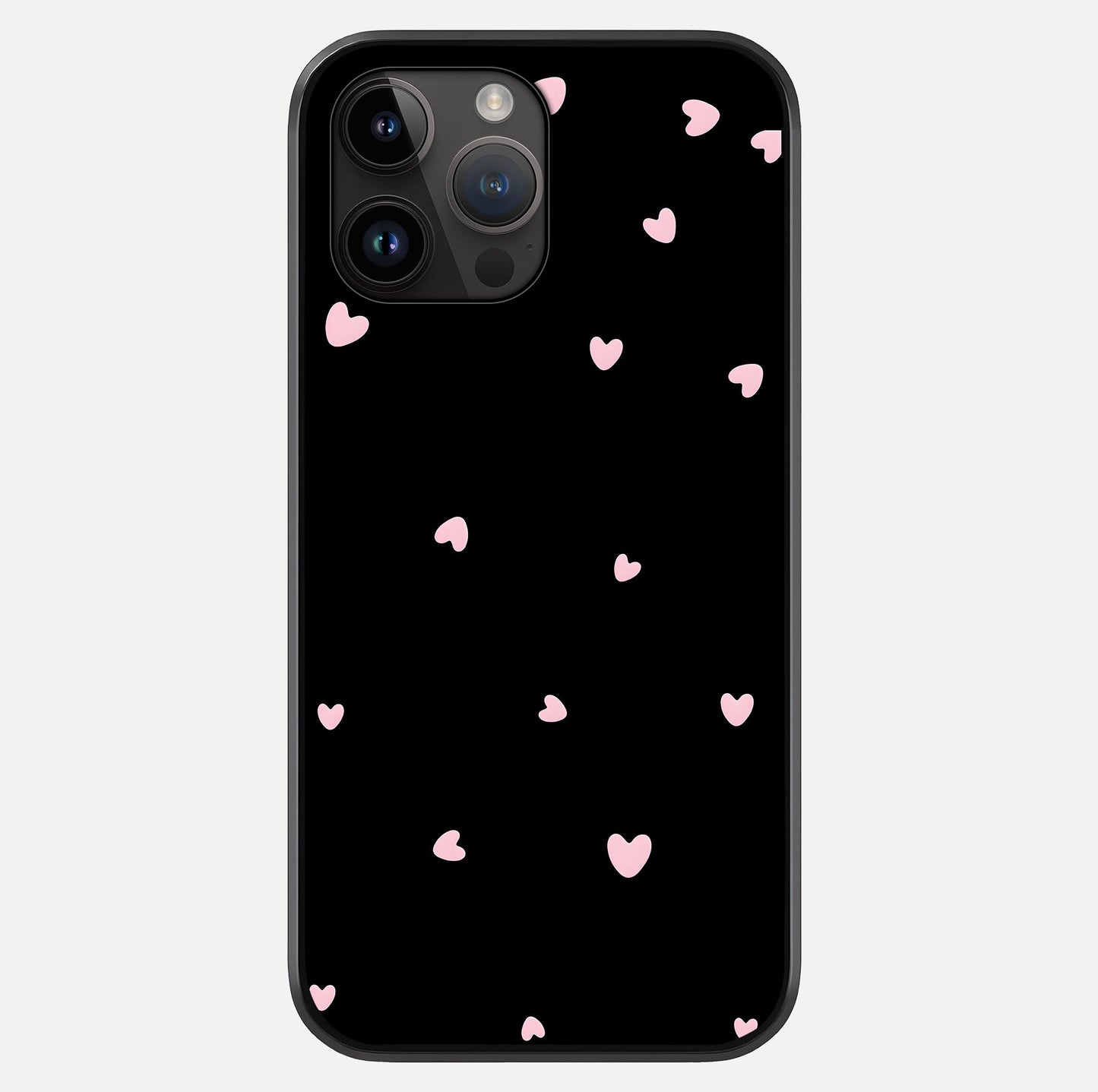 Pink Love Drops Glass Case showing full back design in clean flat view with glossy glass finish.