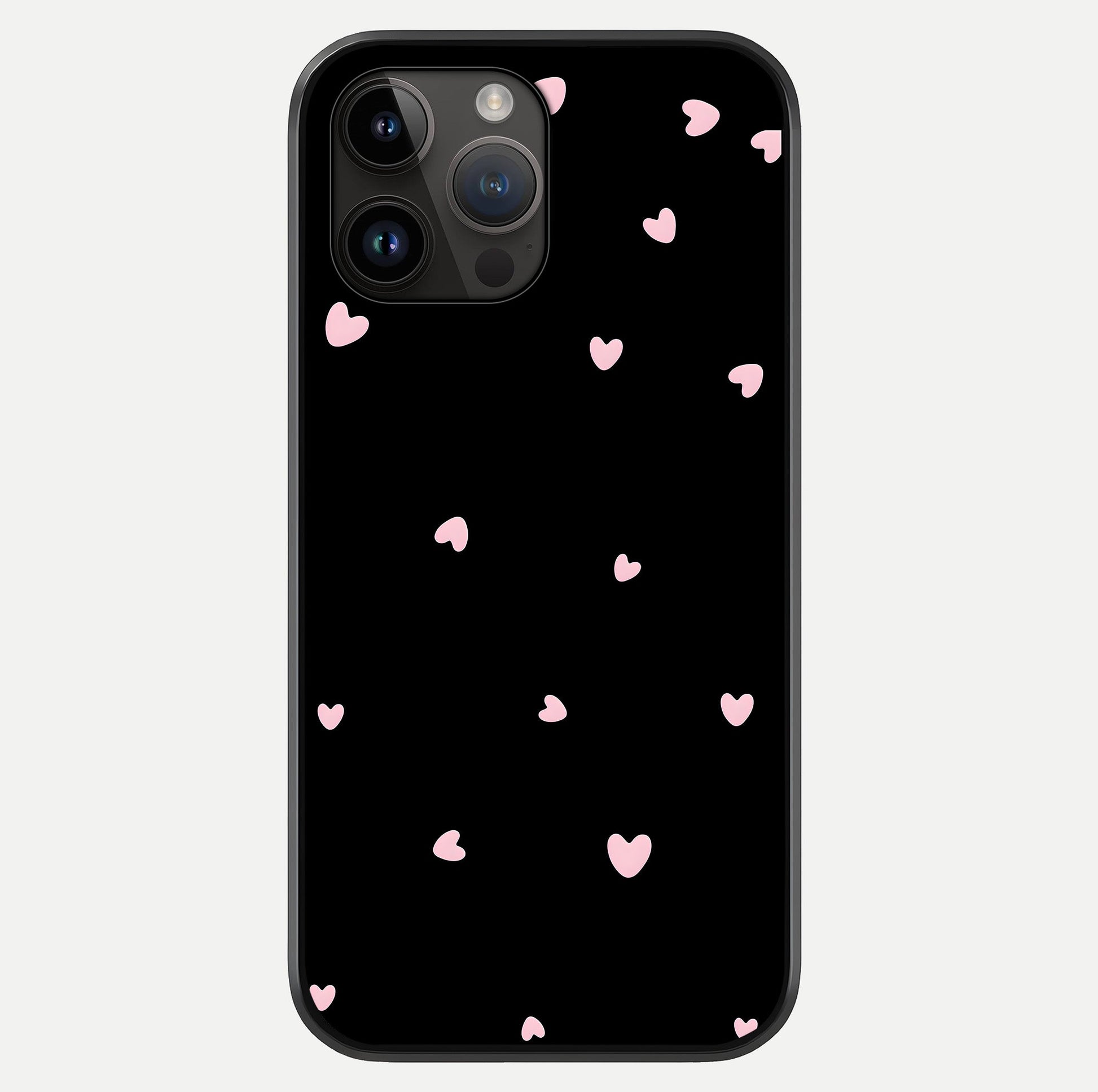 Pink Love Drops Glass Case showing full back design in clean flat view with glossy glass finish.