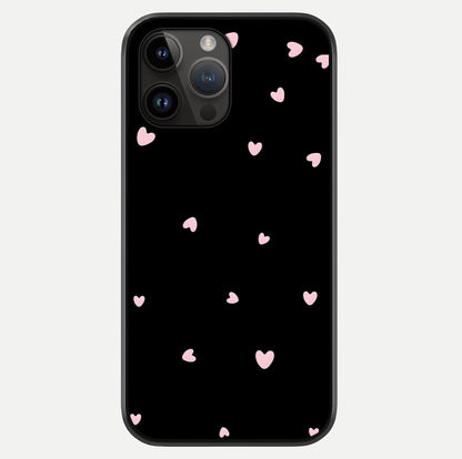 Pink Love Drops Glass Case showing full back design in clean flat view with glossy glass finish.
