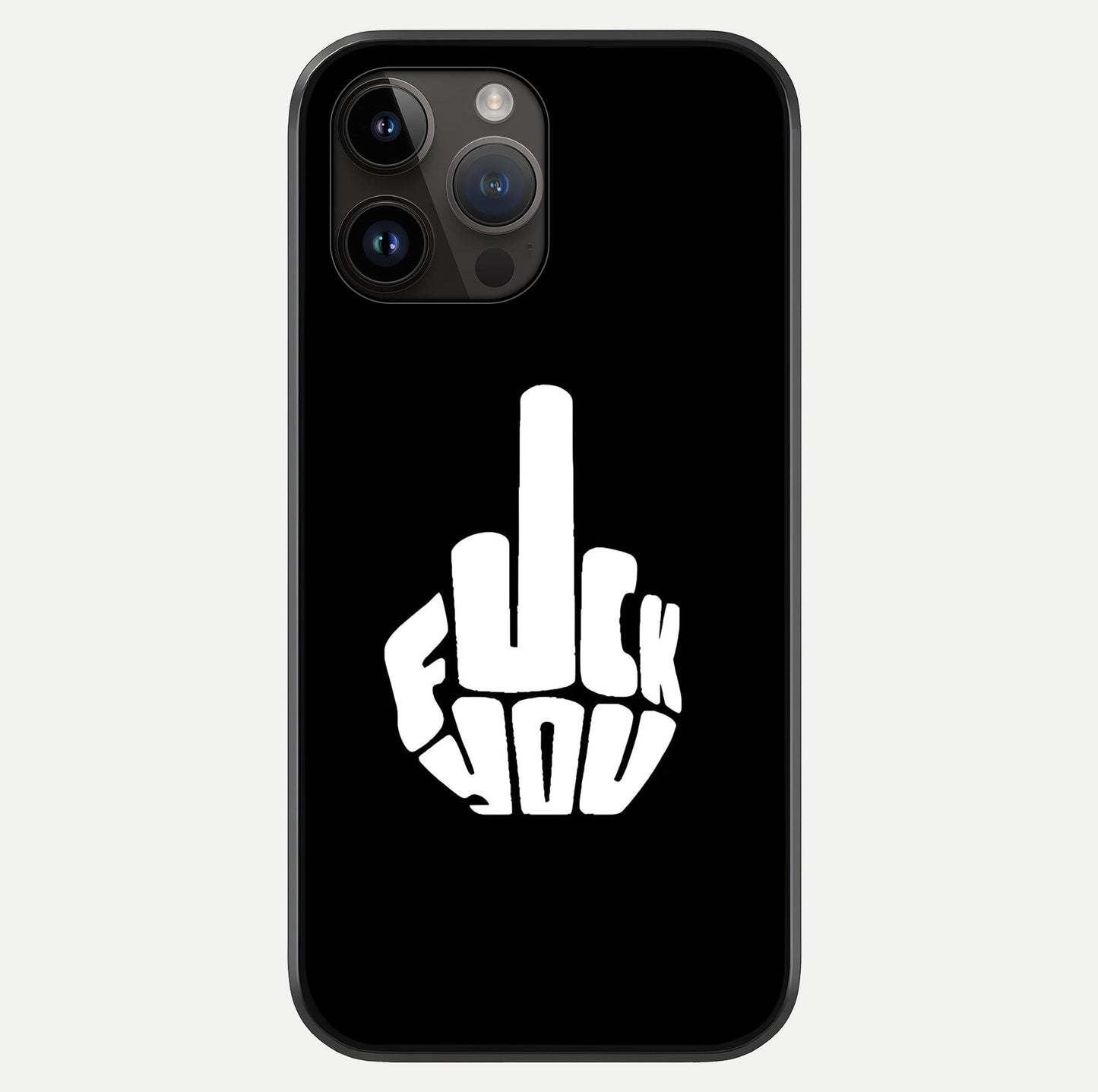 Rebel Mode On Glass Case showing full back design in clean flat view with glossy glass finish.