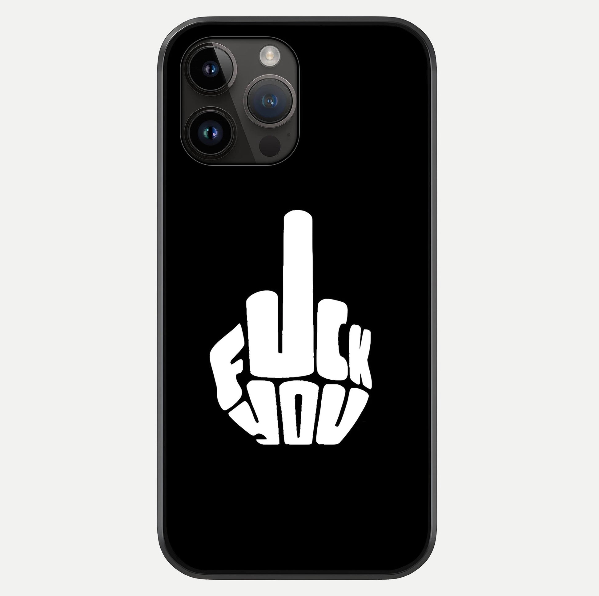 Rebel Mode On Glass Case showing full back design in clean flat view with glossy glass finish.