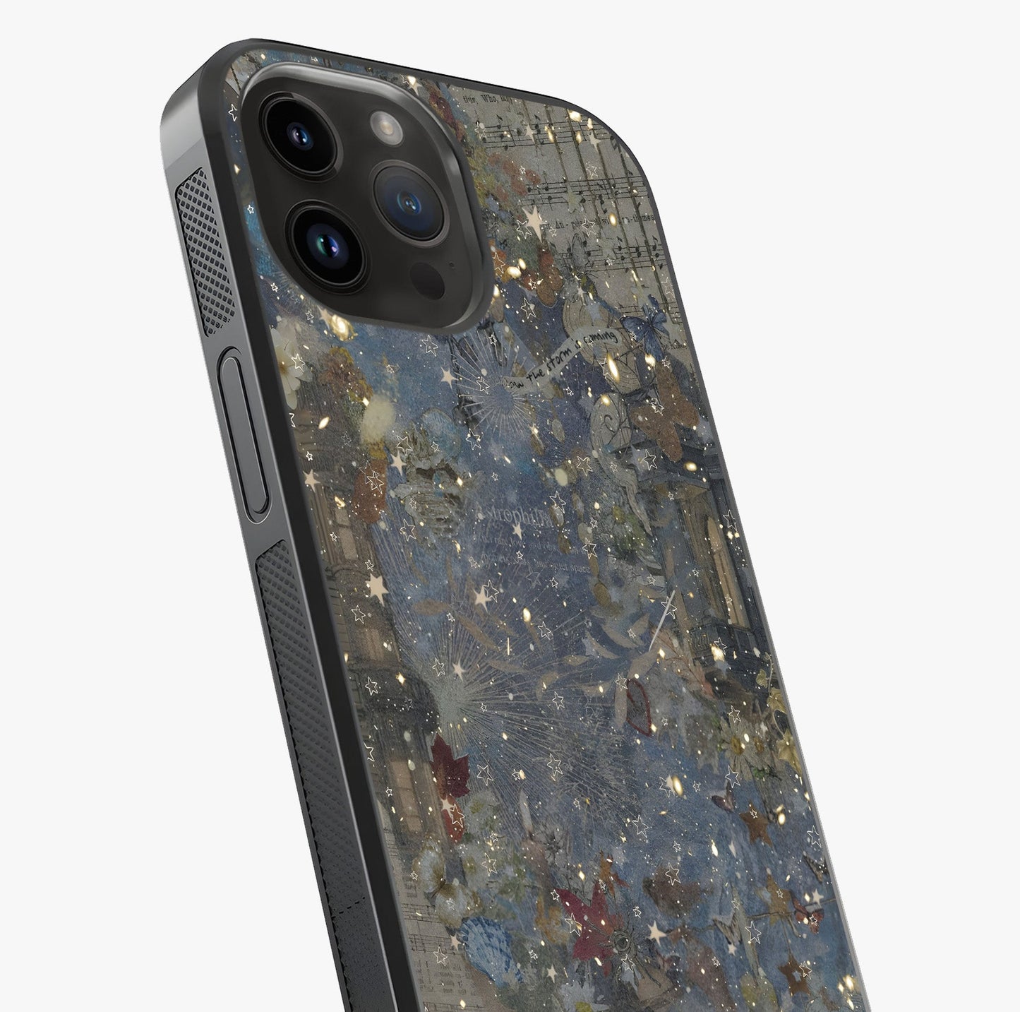 Aesthetic Astrolophia Glass Case captured at a warm angle highlighting gloss, texture and premium glass finish.