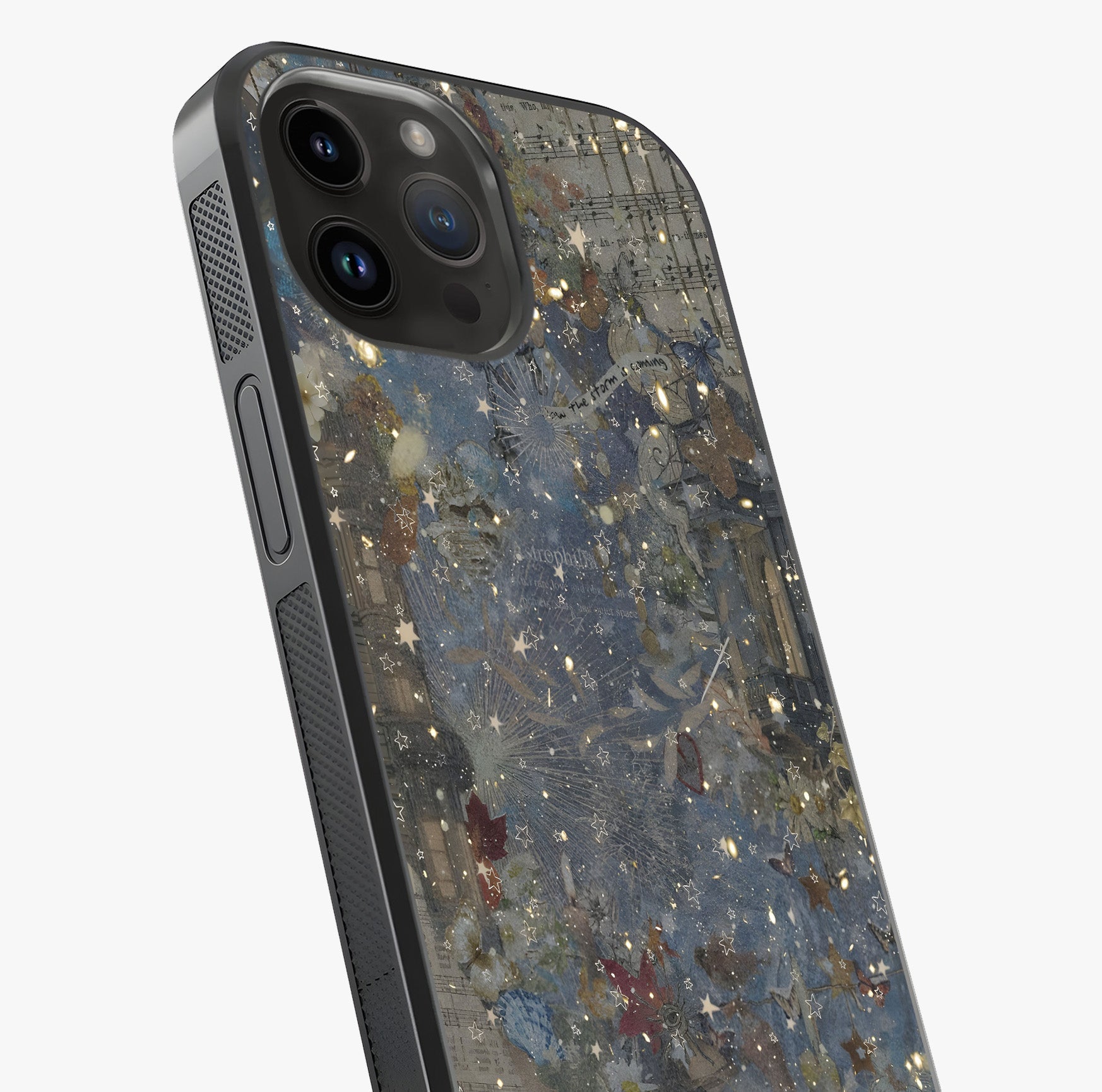 Aesthetic Astrolophia Glass Case captured at a warm angle highlighting gloss, texture and premium glass finish.