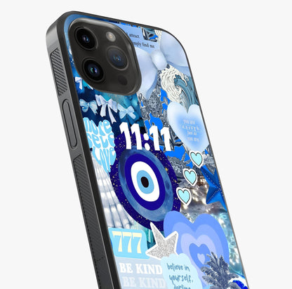 Aesthetic Be Kind Eye Glass Case captured at a warm angle highlighting gloss, texture and premium glass finish.