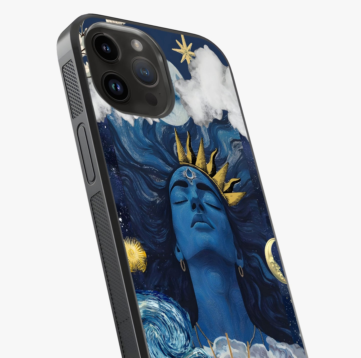 Aesthetic Lord Shiva Glass Case captured at a warm angle highlighting gloss, texture and premium glass finish.