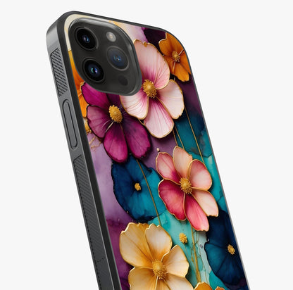 Artlyn Grace Flower Pattern Glass Case captured at a warm angle highlighting gloss, texture and premium glass finish.