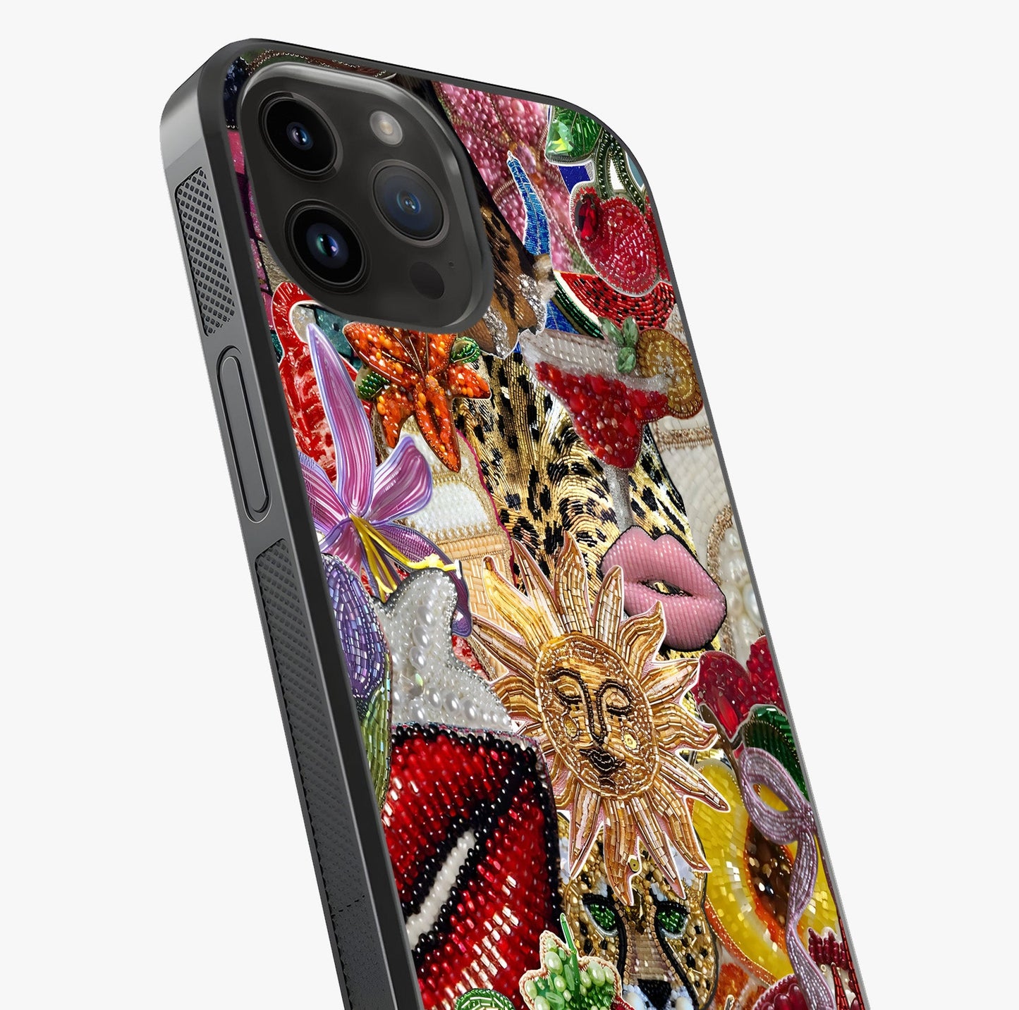 Beaded Fashion Jungle Glass Case captured at a warm angle highlighting gloss, texture and premium glass finish.