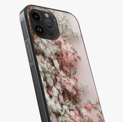 Blush Blossom Cloud Glass Case captured at a warm angle highlighting gloss, texture and premium glass finish.
