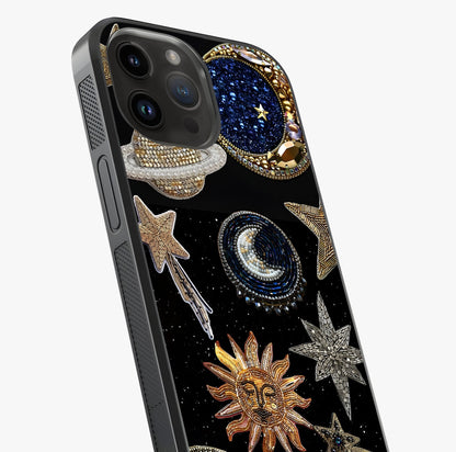 Celestial Gem Constellations Glass Case captured at a warm angle highlighting gloss, texture and premium glass finish.