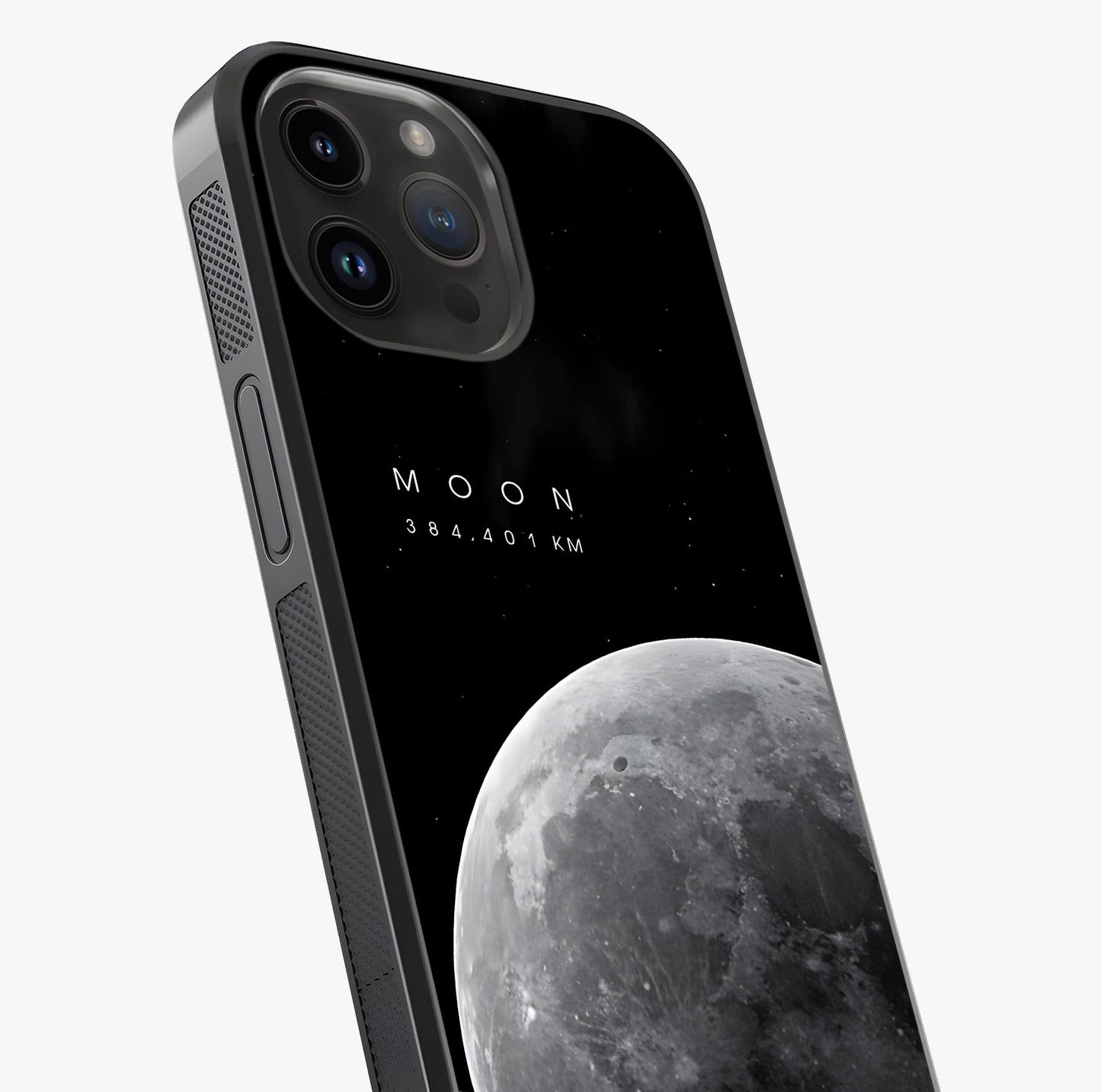 Cosmic Moon Glow Glass Case captured at a warm angle highlighting gloss, texture and premium glass finish.