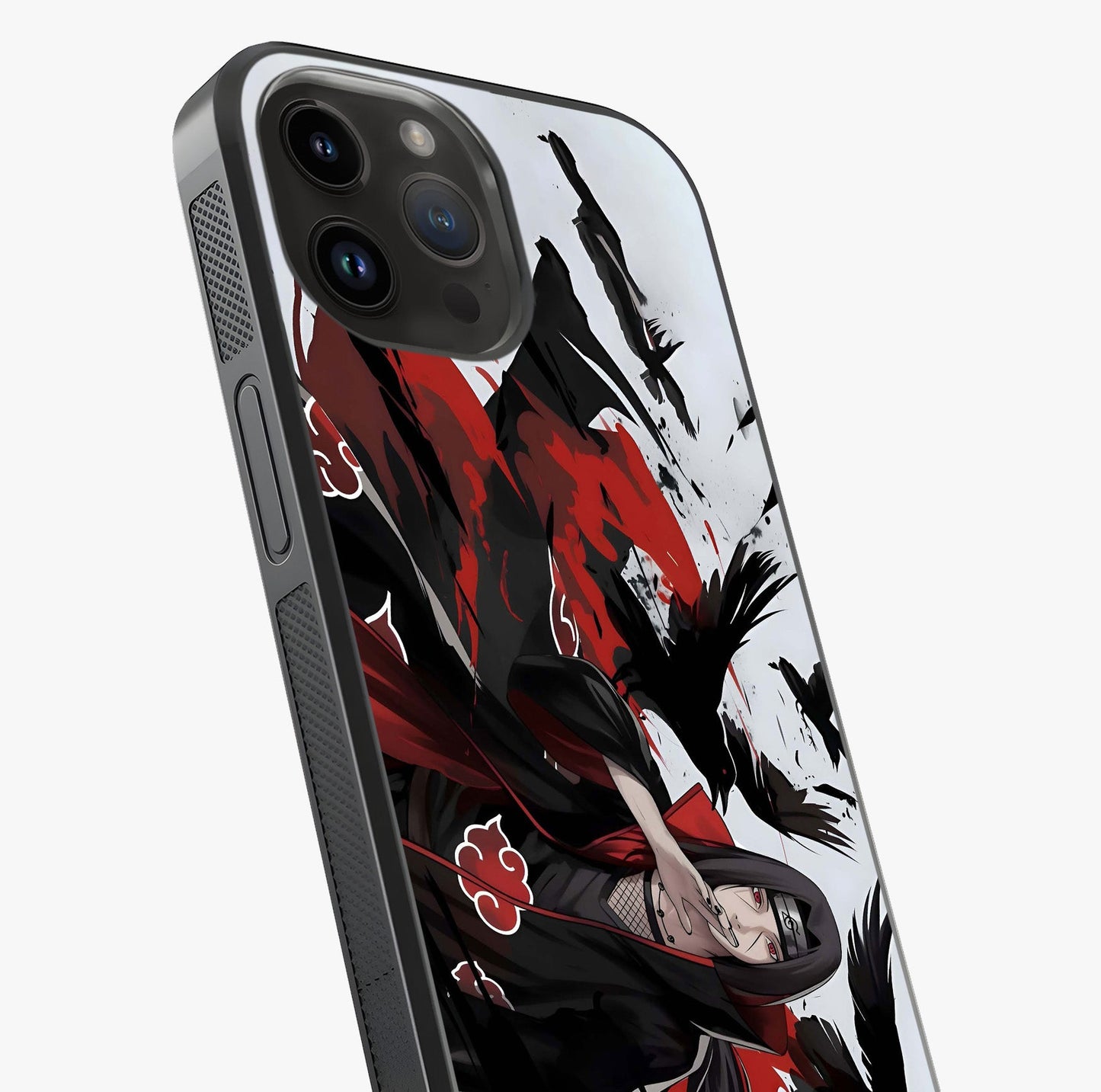 Crimson Crow Illusion Glass Case captured at a warm angle highlighting gloss, texture and premium glass finish.