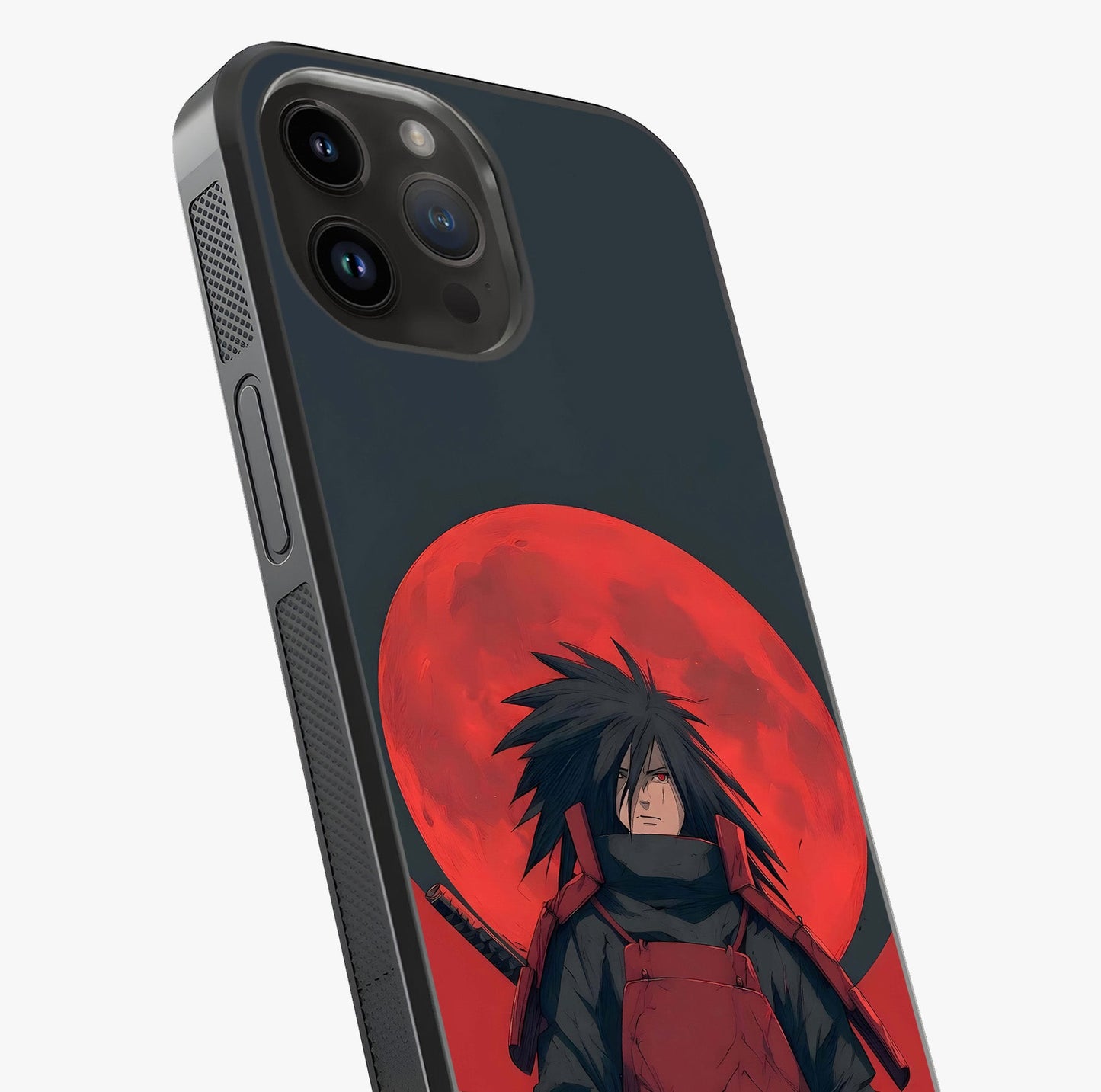 Crimson Moon Warlord Glass Case captured at a warm angle highlighting gloss, texture and premium glass finish.