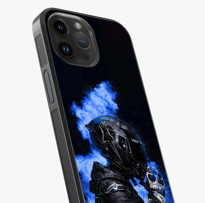 Cyber Sentinel Protocol Glass Case captured at a warm angle highlighting gloss, texture and premium glass finish.