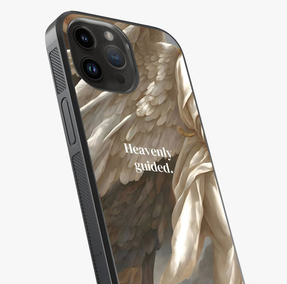 Divine Winged Grace Glass Case captured at a warm angle highlighting gloss, texture and premium glass finish.