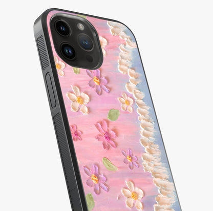 Dreamy Painted Garden Glass Case captured at a warm angle highlighting gloss, texture and premium glass finish.