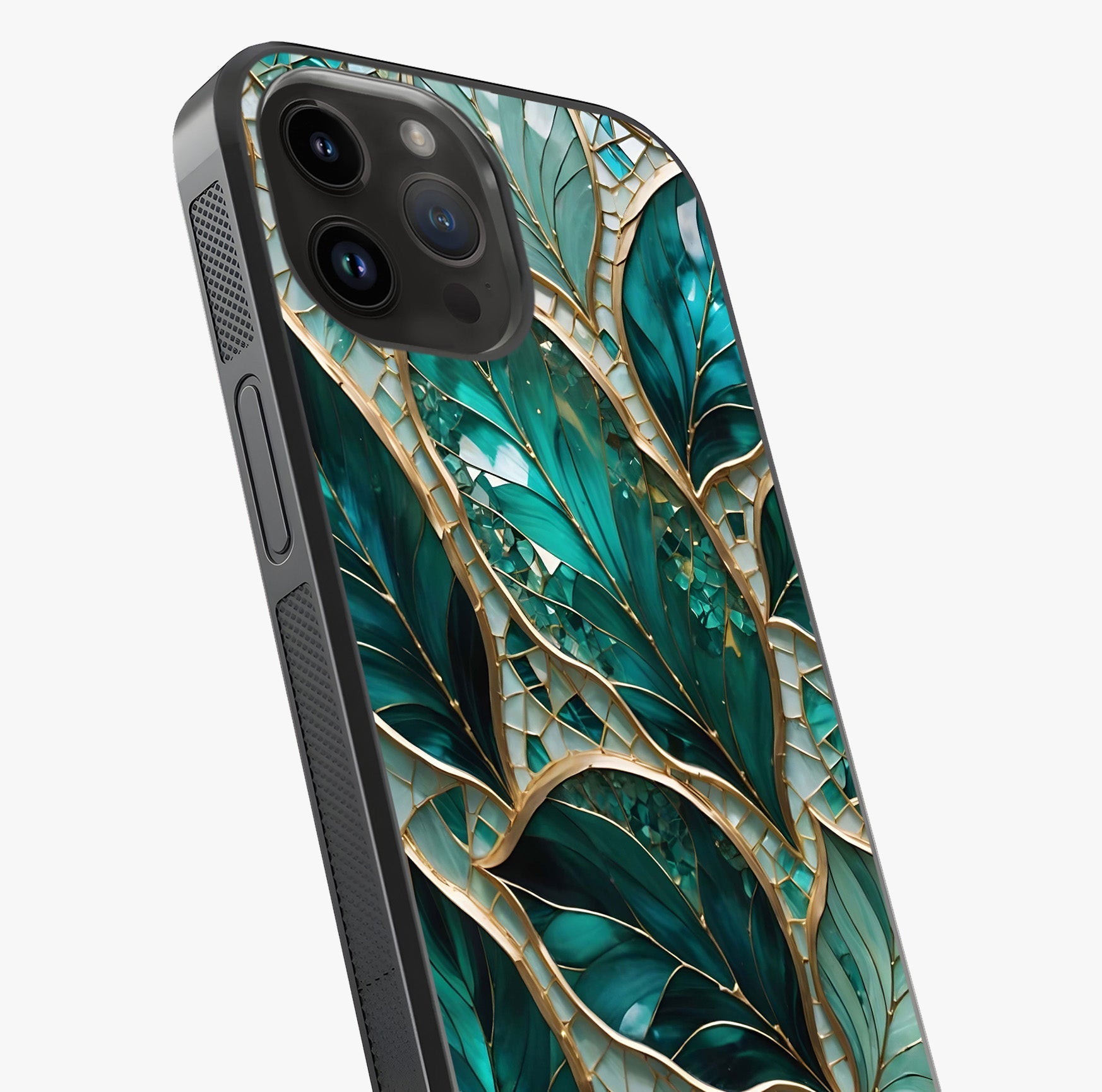 Emerald Leaf Glass Glass Case captured at a warm angle highlighting gloss, texture and premium glass finish.