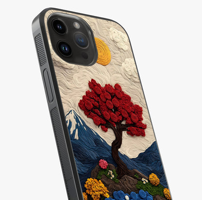 Eternal Nature Tapestry Glass Case captured at a warm angle highlighting gloss, texture and premium glass finish.