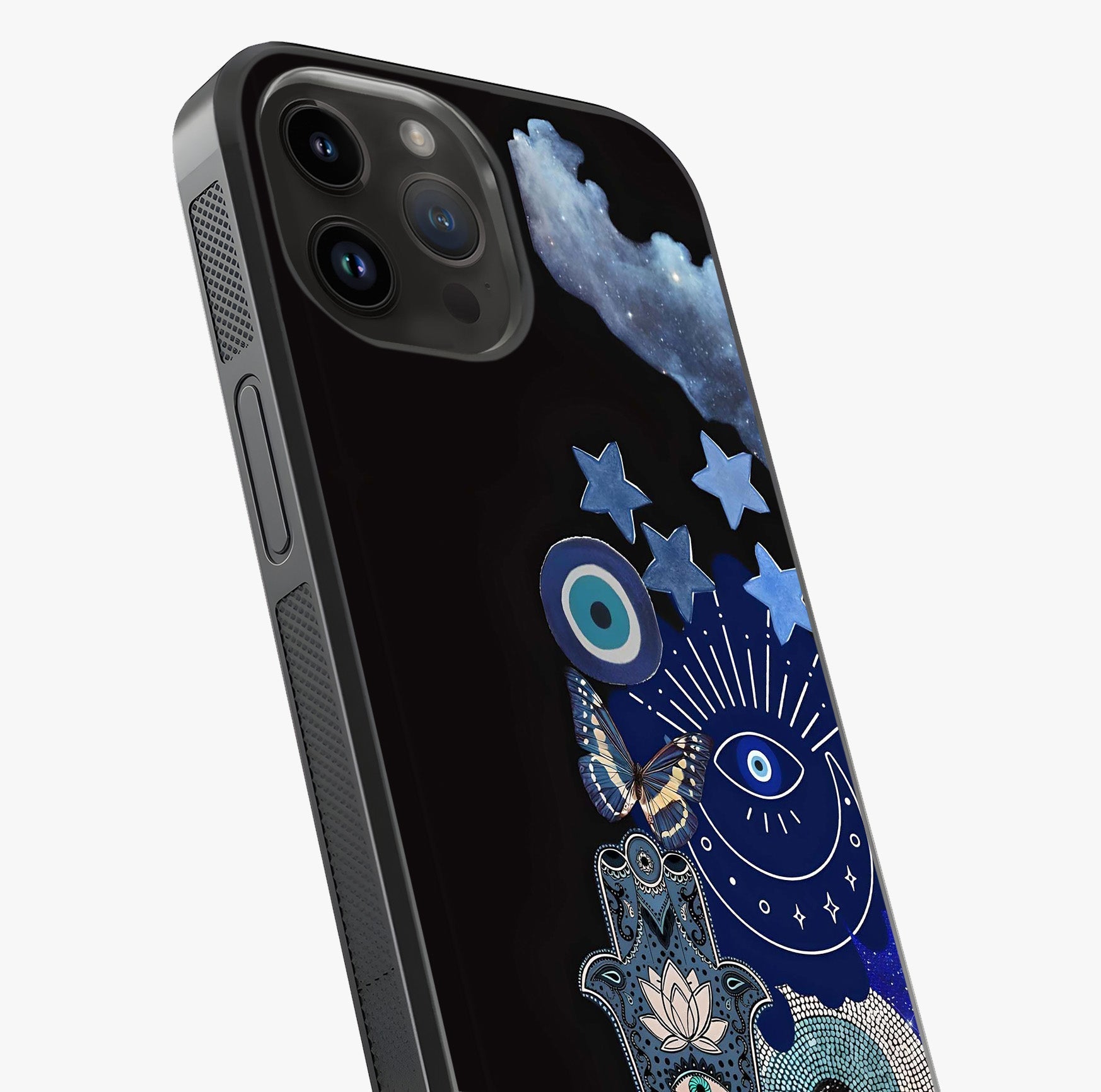 Galactic Charm Cluster Glass Case captured at a warm angle highlighting gloss, texture and premium glass finish.