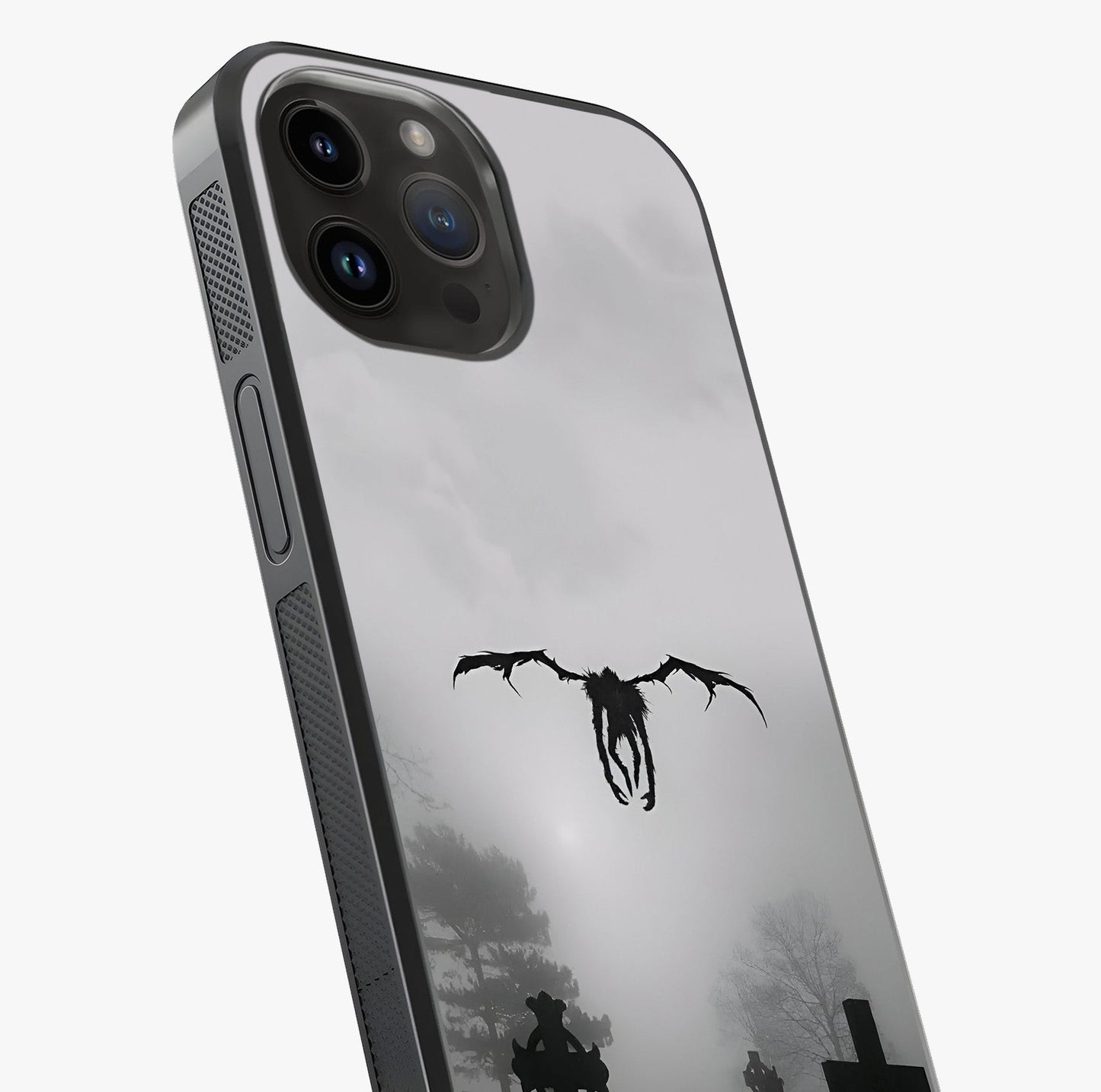 Graveyard Shadow Descent Glass Case captured at a warm angle highlighting gloss, texture and premium glass finish.