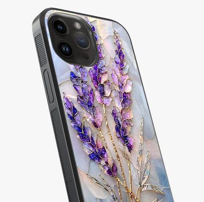 Lavender Dream Glow Glass Case captured at a warm angle highlighting gloss, texture and premium glass finish.