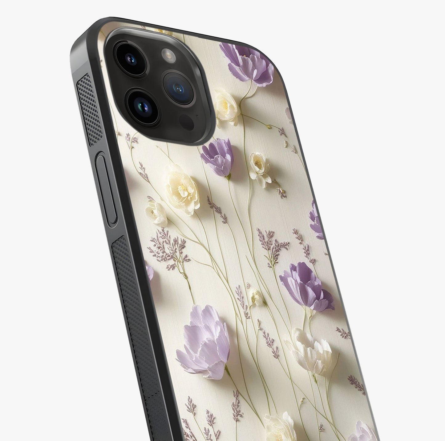 Lilac Breeze Harmony Glass Case captured at a warm angle highlighting gloss, texture and premium glass finish.