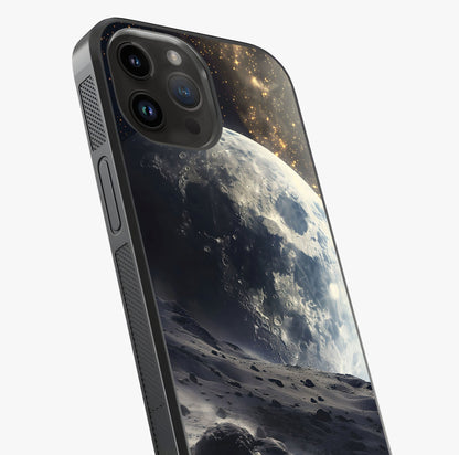Lunar Horizon Glow Glass Case captured at a warm angle highlighting gloss, texture and premium glass finish.