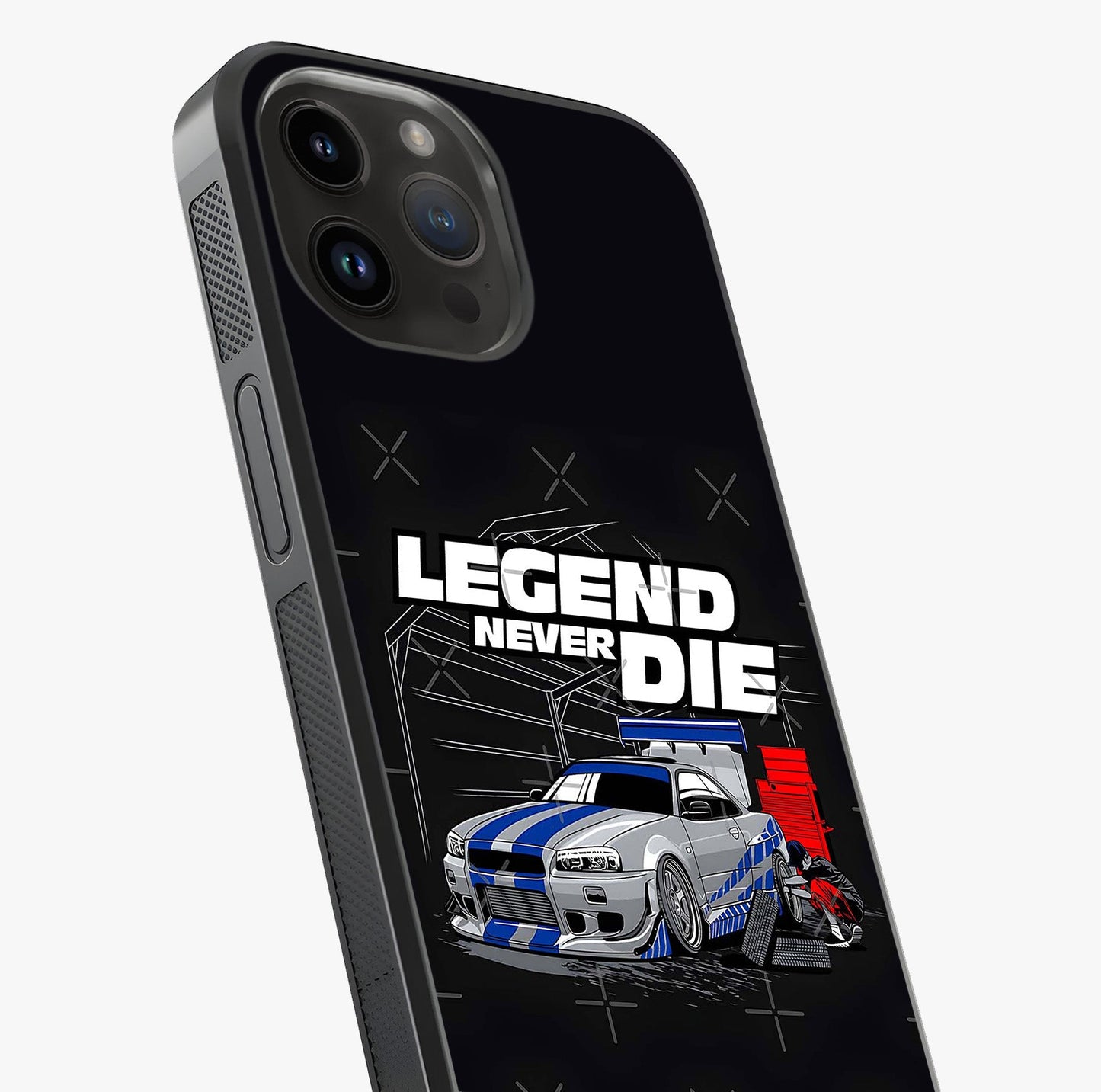 Midnight Racing Legacy Glass Case captured at a warm angle highlighting gloss, texture and premium glass finish.