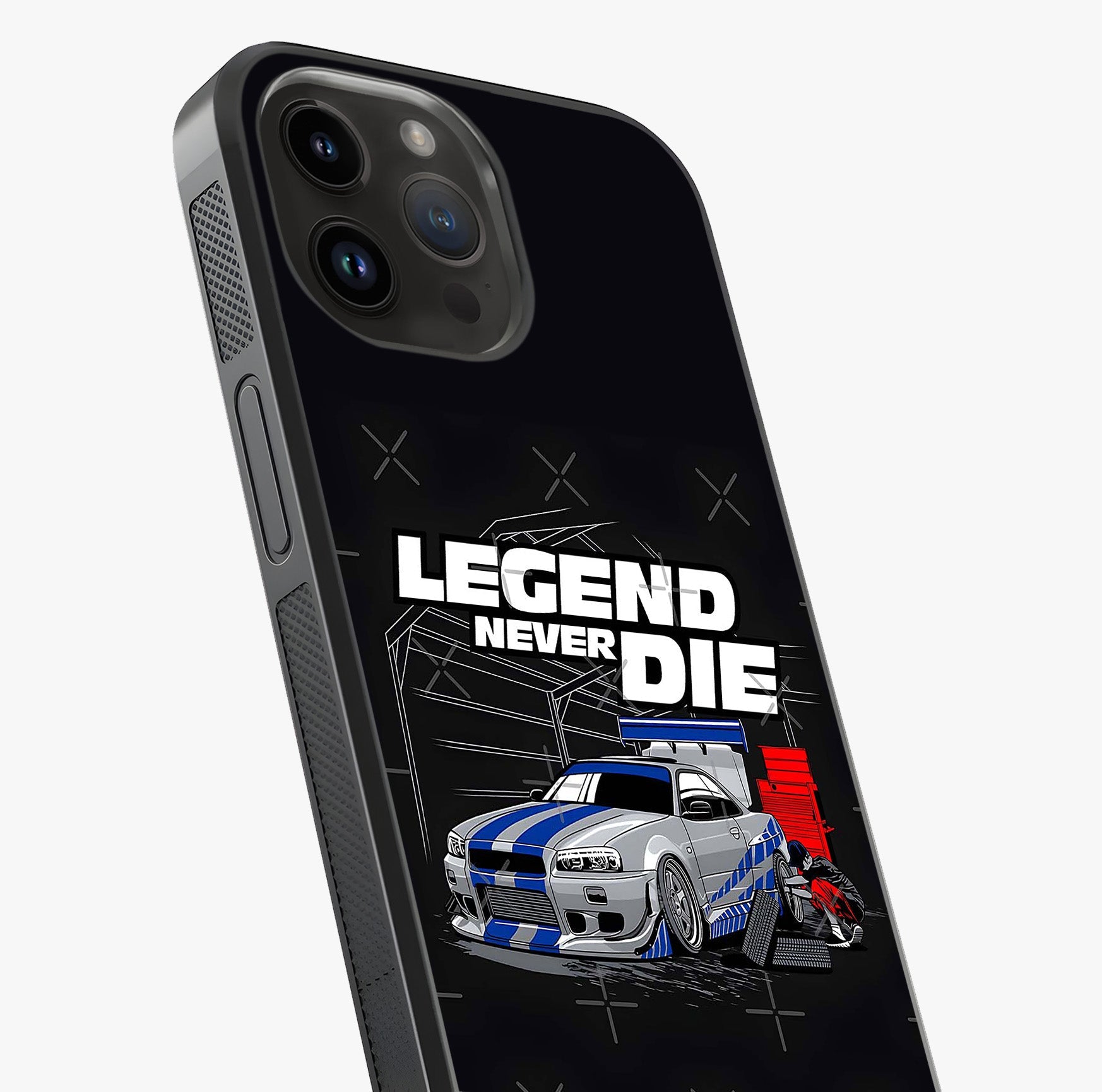 Midnight Racing Legacy Glass Case captured at a warm angle highlighting gloss, texture and premium glass finish.