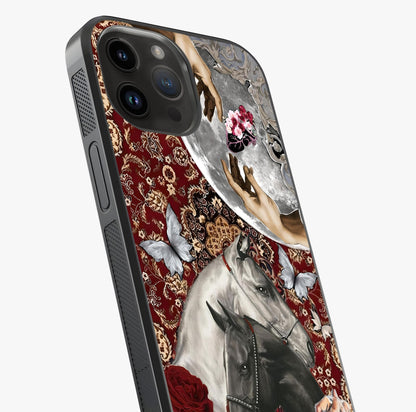 Moonlit Royal Stallion Glass Case captured at a warm angle highlighting gloss, texture and premium glass finish.