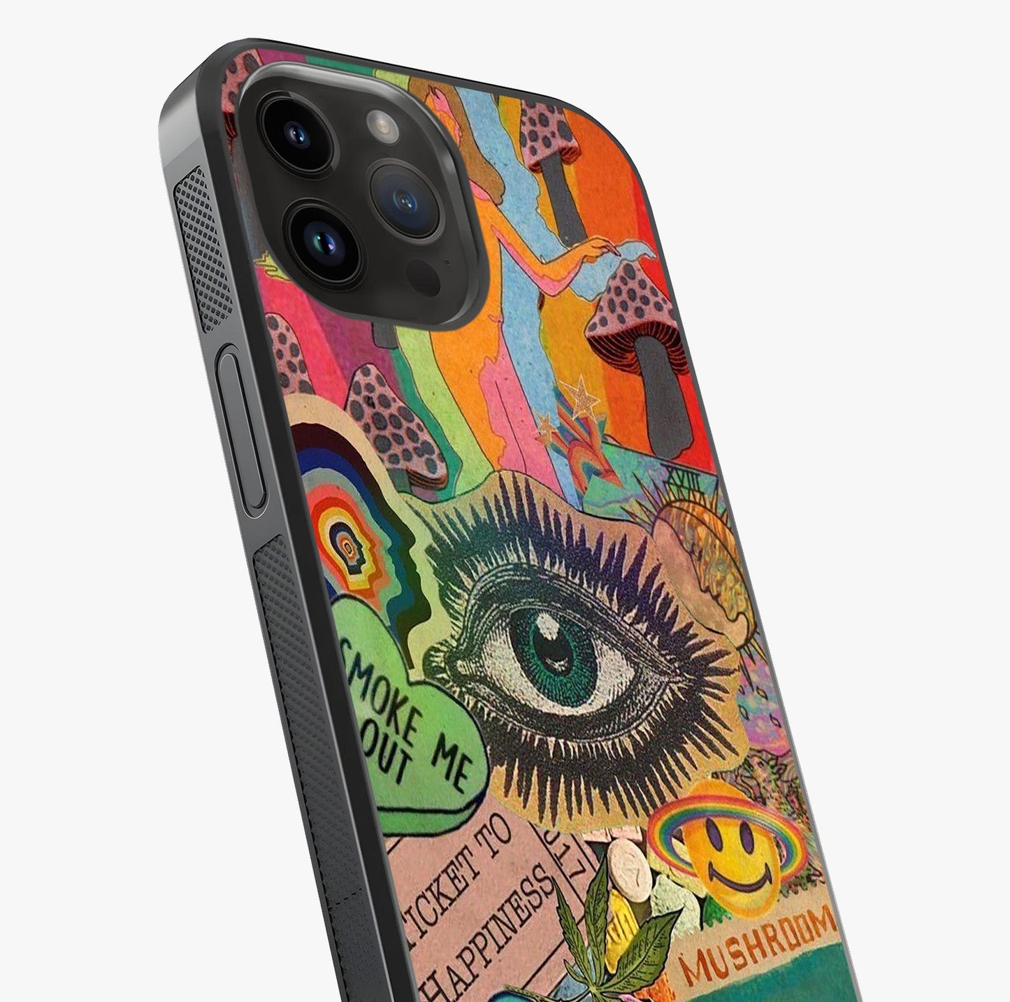 Mystic Eye Wonderland Glass Case captured at a warm angle highlighting gloss, texture and premium glass finish.