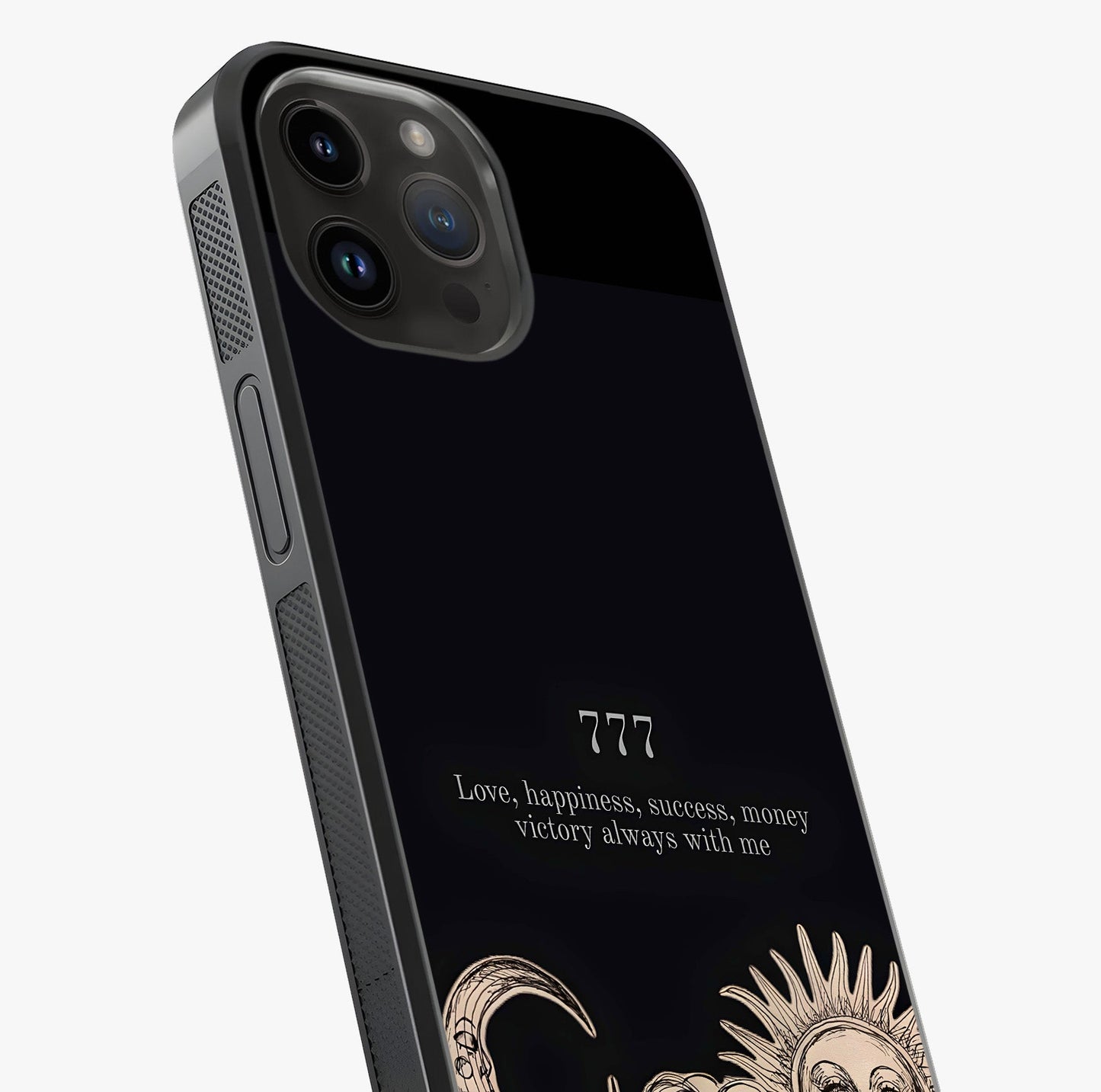 Mystic Victory Aura Glass Case captured at a warm angle highlighting gloss, texture and premium glass finish.