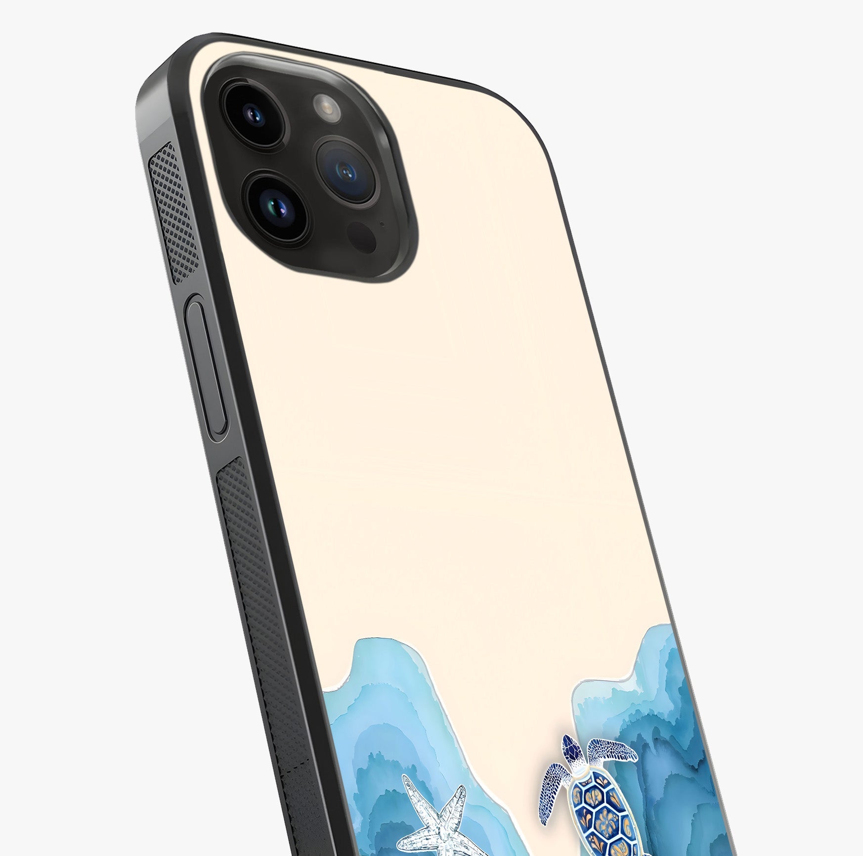 Ocean Drift Turtle Glass Case captured at a warm angle highlighting gloss, texture and premium glass finish.