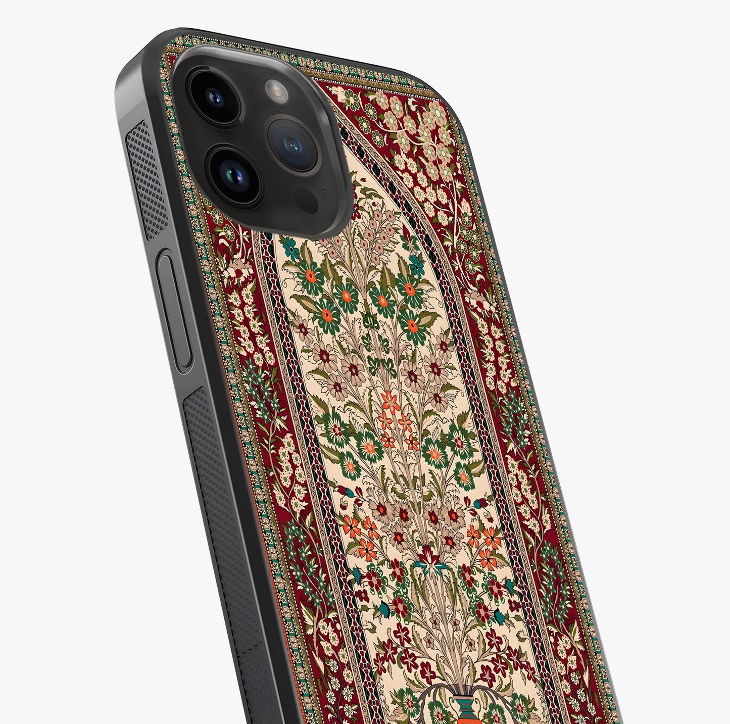 Persian Inspired Glass Case captured at a warm angle highlighting gloss, texture and premium glass finish.