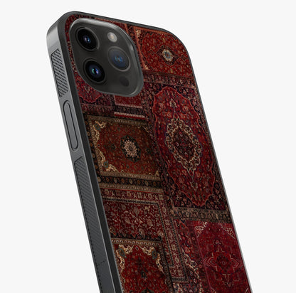 Persian Velvet Tale Glass Case captured at a warm angle highlighting gloss, texture and premium glass finish.