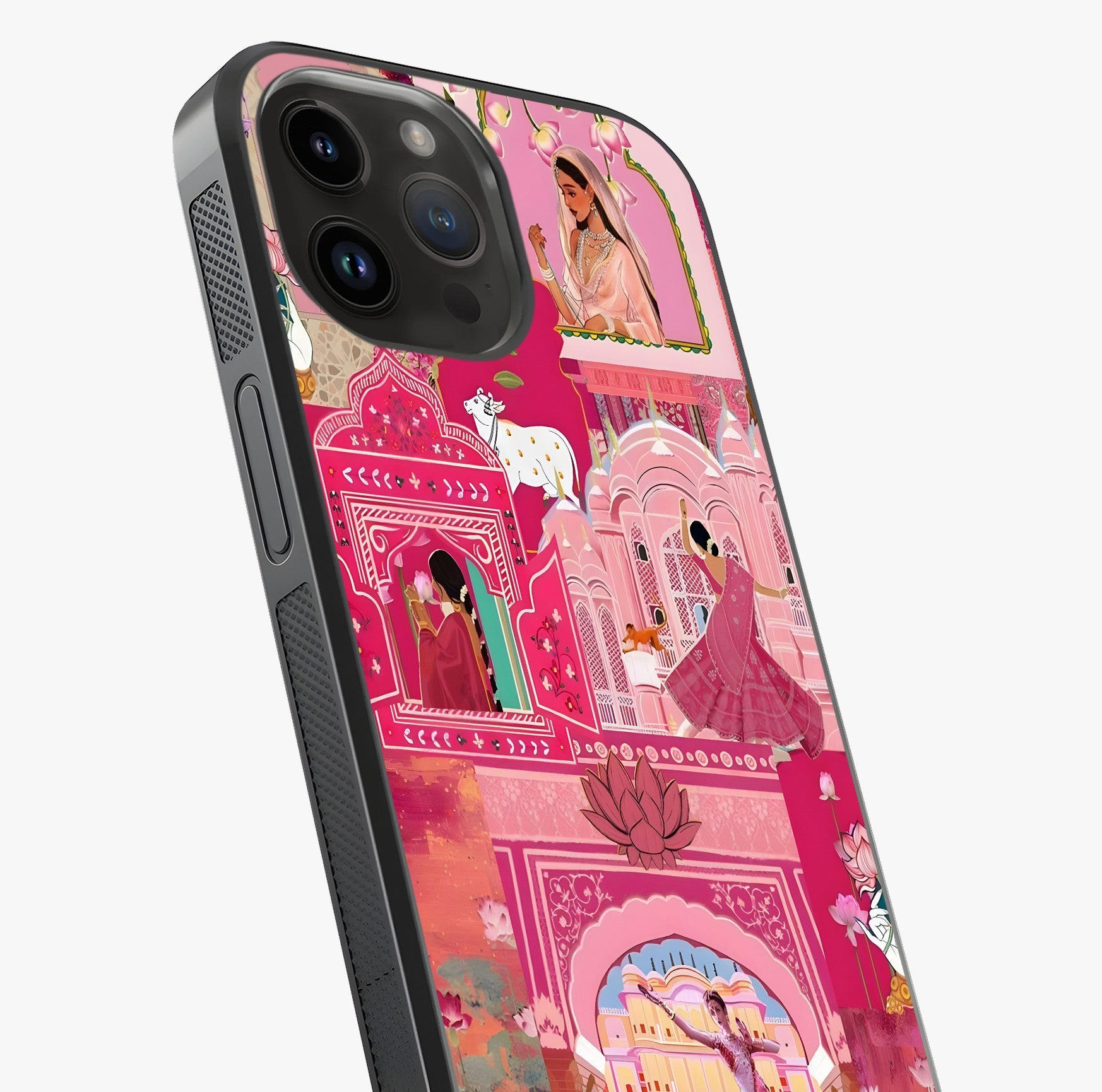 Pink Palace Muse Glass Case captured at a warm angle highlighting gloss, texture and premium glass finish.