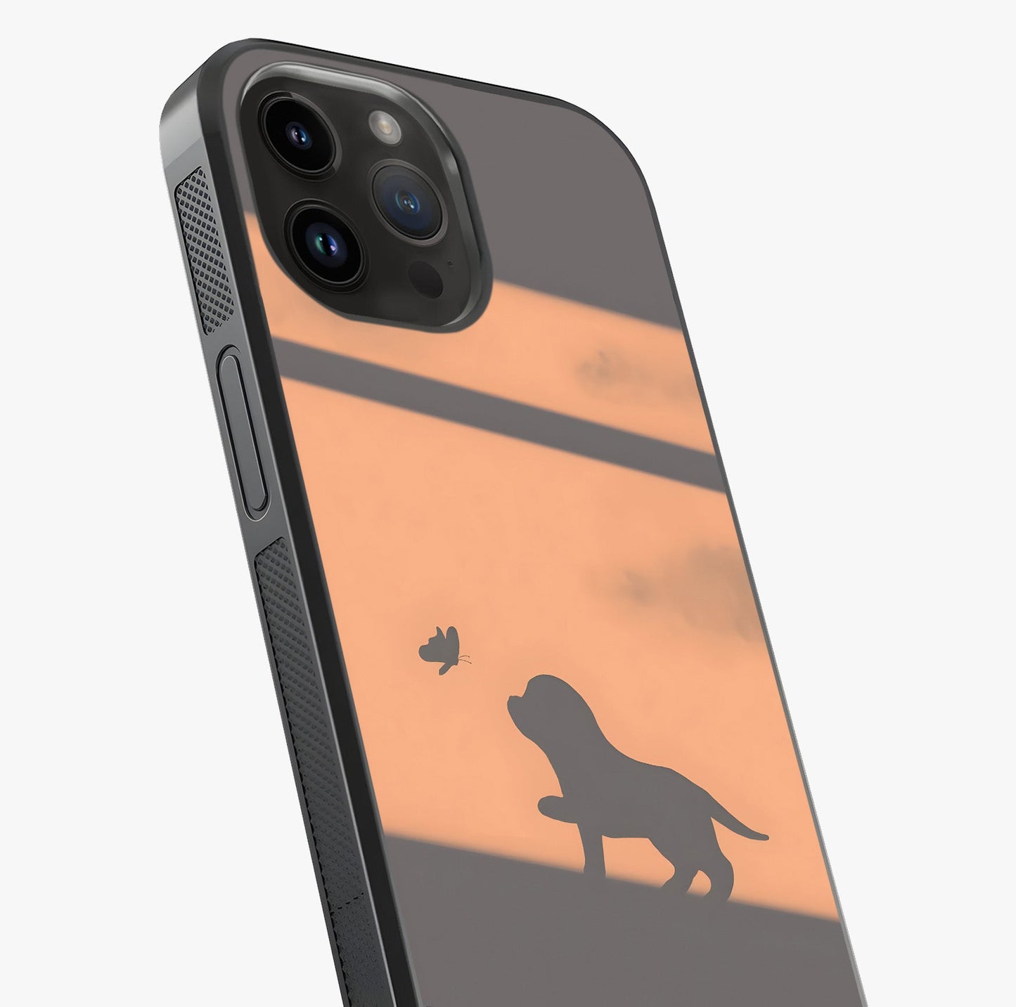 Puppy Shadow Art Glass Case captured at a warm angle highlighting gloss, texture and premium glass finish.