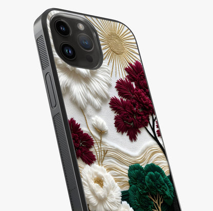 Radiant Bloom Elegance Glass Case captured at a warm angle highlighting gloss, texture and premium glass finish.