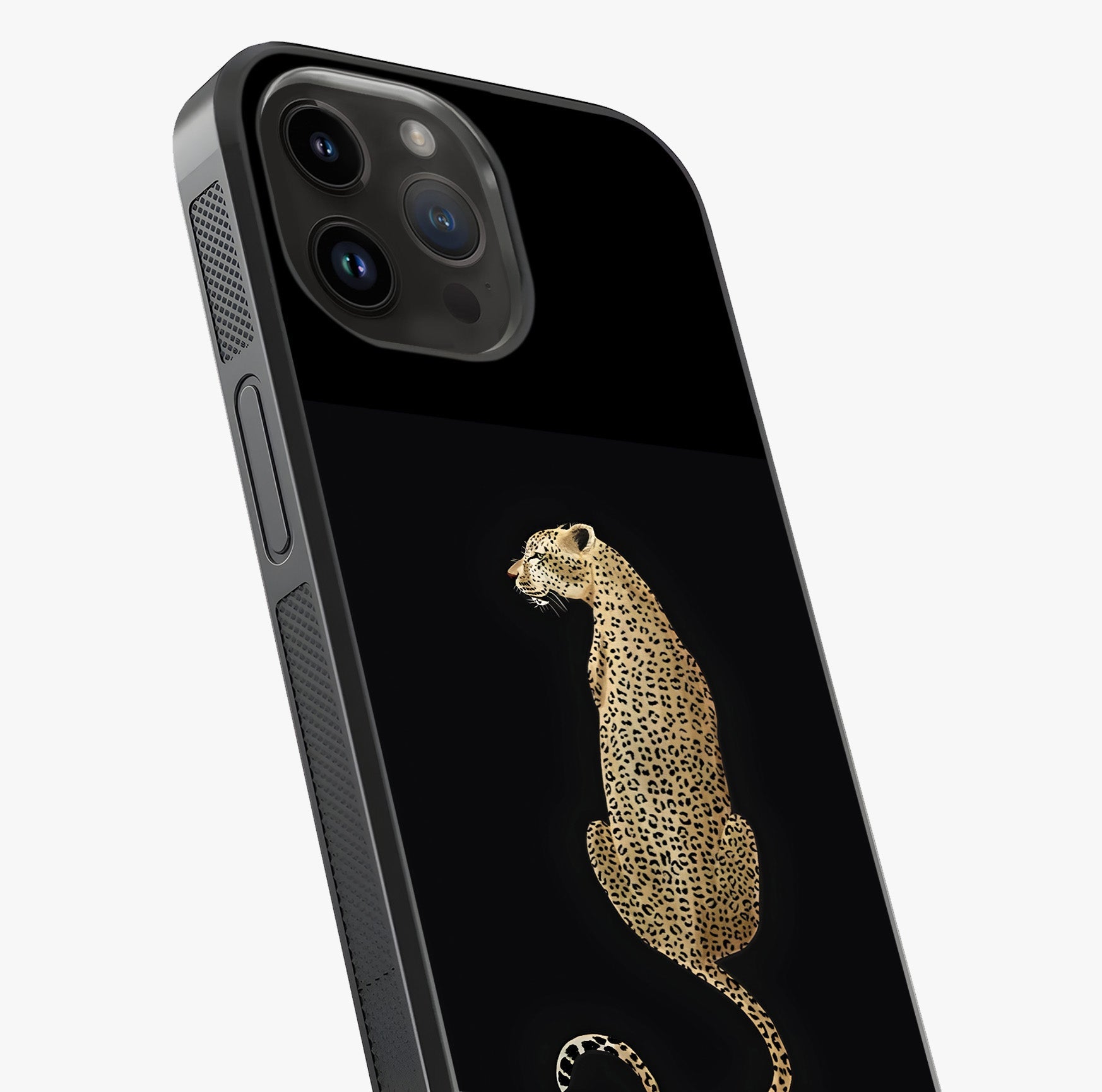 Regal Leopard Glass Case captured at a warm angle highlighting gloss, texture and premium glass finish.