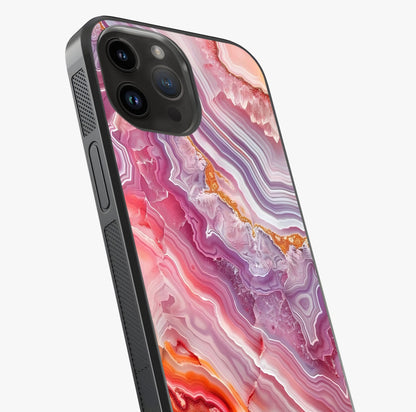 Rose Quartz Marble Glass Case captured at a warm angle highlighting gloss, texture and premium glass finish.