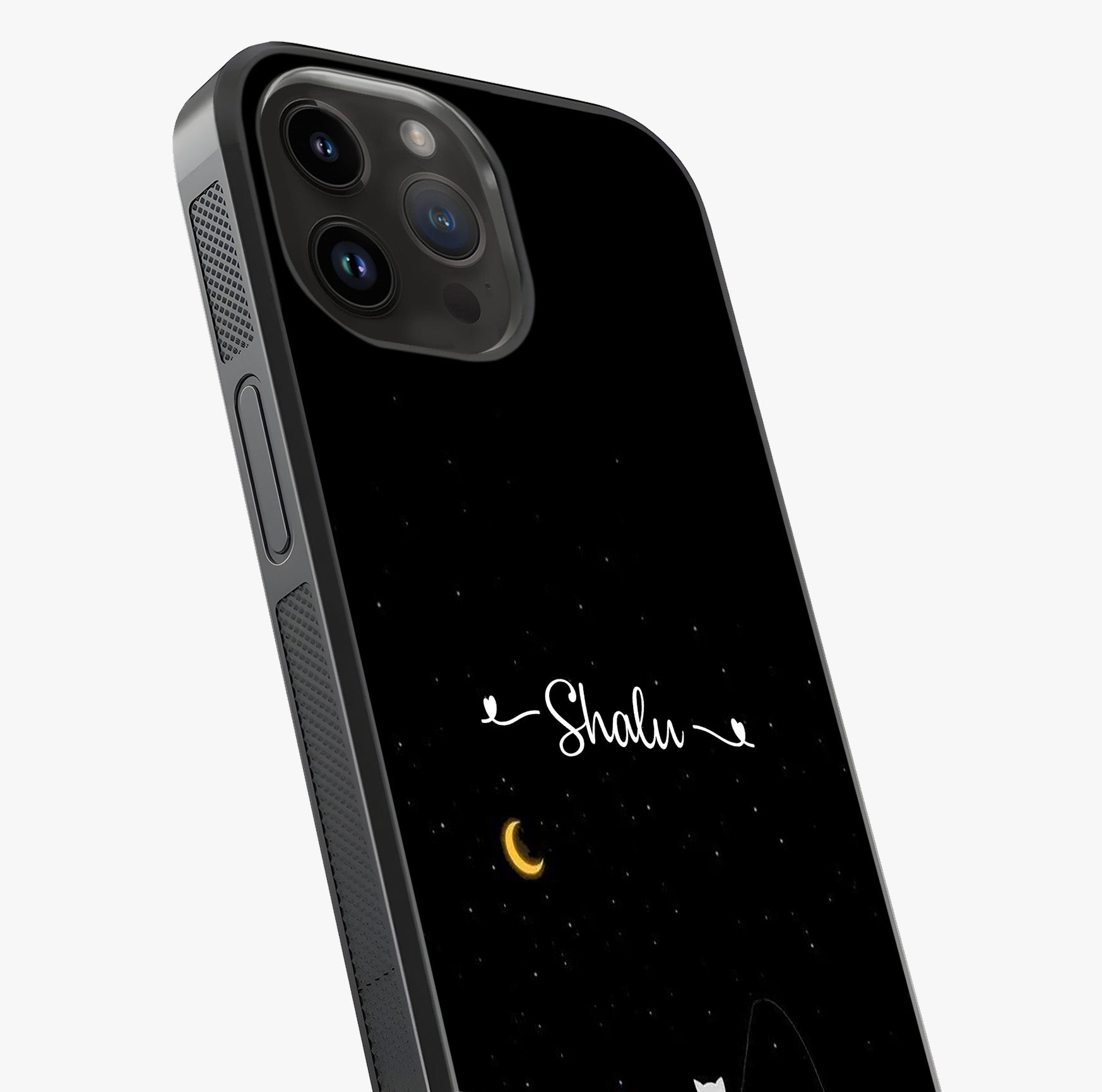 Silent Night Row Glass Case captured at a warm angle highlighting gloss, texture and premium glass finish.