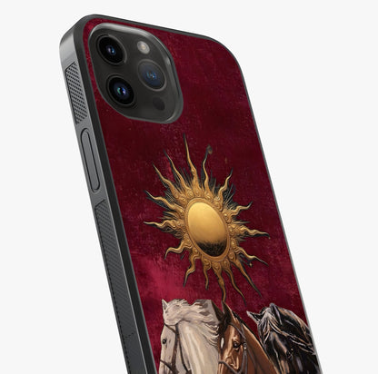 Solar Riders Glass Case captured at a warm angle highlighting gloss, texture and premium glass finish.