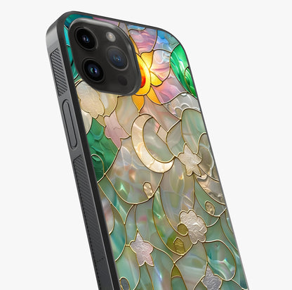 Stained Sunrise Glow Glass Case captured at a warm angle highlighting gloss, texture and premium glass finish.