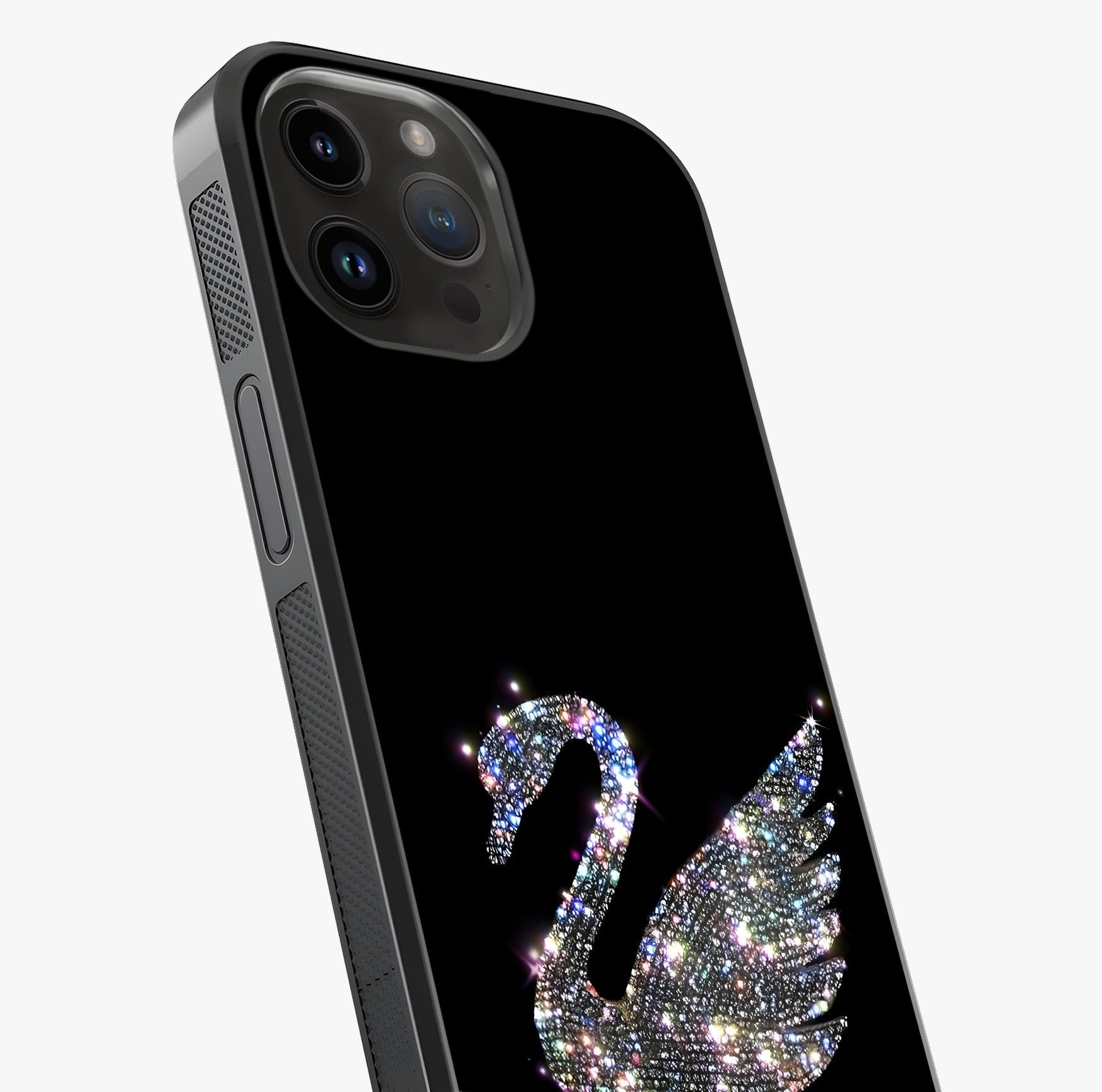 Starlit Swan Grace Glass Case captured at a warm angle highlighting gloss, texture and premium glass finish.